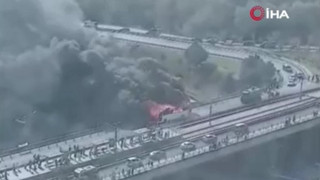 İstanbul'da servis otobüsü alevlere teslim oldu