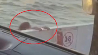 Denizin ortasında feribottan atlayan kadın yolcu kamerada