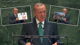 Erdoğan bu fotoğraflarla kürsüye çıktı: ''İnsanlık tarihi böyle bir vahşet görmemiştir''