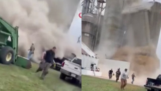 Dev tahıl silosu iskambil kartı kulesi gibi çöktü