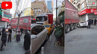 Dar sokağa giren TIR ortalığı birbirine kattı: ''Birazdan linç edileceksin''