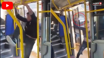 Özel halk otobüsünde satırlı dehşet kamerada