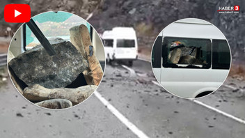 Dev kayalar minibüsü ezip geçti; 3 kişi şans eseri kurtuldu!