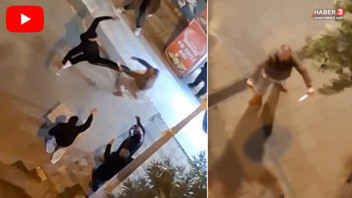 Çift bıçaklı saldırgana tekmeli-yumruklu müdahale kamerada