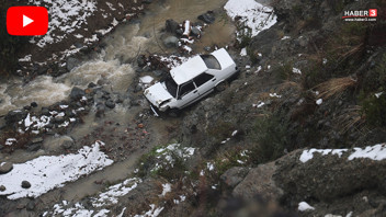 Metrelerce yüksekten dereye uçan otomobilden son anda atlayarak kurtuldu!