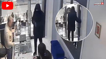 Kuyumcuya silah çeken acemi soyguncunun eli ayağı birbirine dolaştı!