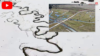 Türkiye'nin doğa harikası Mendereslerinden karlar altında büyüleyen manzara