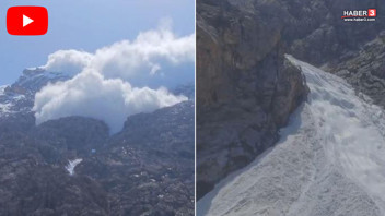 Sümbül Dağı'ndan inen dev çığ nehrin önününü kesti!