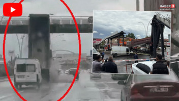 Trafikte damperli kamyon dehşeti: Açık kalan damper üst geçidi yıktı, yaralılar var!