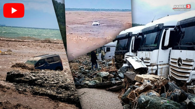 Asrın felaketiyle yıkılan Hatay ve Osmaniye'yi sel vurdu! Yollar çöktü, araçlar sulara gömüldü!