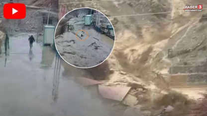 Sağanak yağış felakete dönüştü: Güvenlik görevlisi canını zor kurtardı!