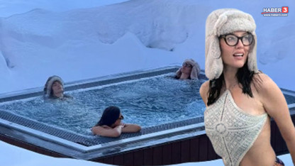 Pelin Akil'in bekarlık tatilindeki dondurucu soğukta havuz şovu olay oldu