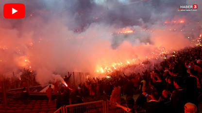 Galatasaray'dan 32 bin taraftarın önünde şampiyonluk kutlaması provası: Meşaleler geceyi aydınlattı!