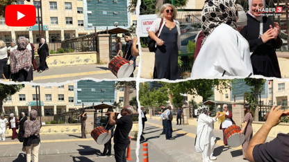 24 yıllık evliliğini bitiren kadın adliye önünde davul zurnayla halay çekti