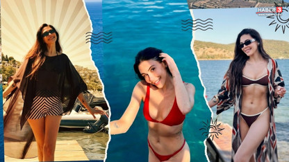 Daha 17 dizisinin Nuray'ı kırmızı bikinisiyle Bodrum'u yakıp geçti