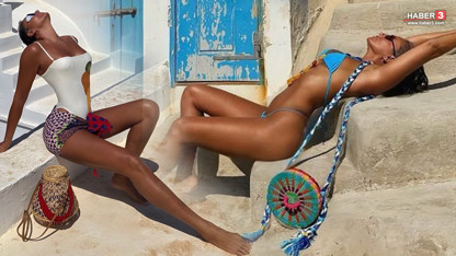 50'sine merdiven dayayan Eda Taşpınar'ın Mikonos'taki Mini bikini şovu devam ediyor!