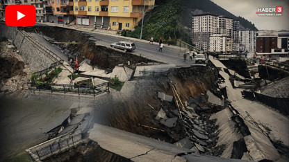 Rize'de korku dolu anlar: Yol çöktü, 3 bina tahliye edildi