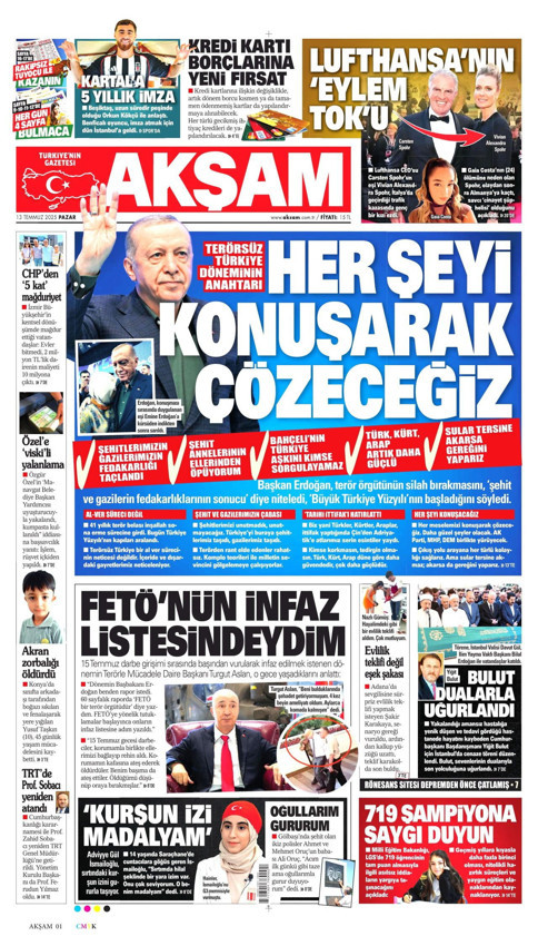 Cumhurbaşkanı Erdoğan'ın ''tarihi'' açıklamasını hangi gazete nasıl gördü - Resim: 2