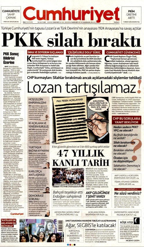 İşte gazeteler eli kanlı bölücü terör örgütü PKK'nın fesih kararı manşetleri... - Resim: 4