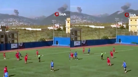 İsrail saldırısına aldırmadan maça devam ettiler!