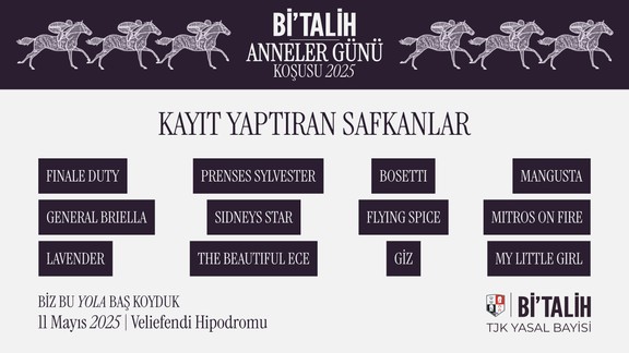 Bi'Talih Anneler Günü Koşusu’na Kayıt Yaptıran Safkanlar Belli Oldu!