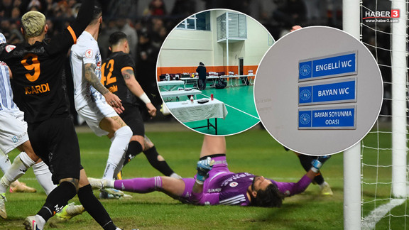 Galatasaray, Fethiyespor'u 2-1 ile yenerken futbolcular kadınlar tuvaletinin kullandı