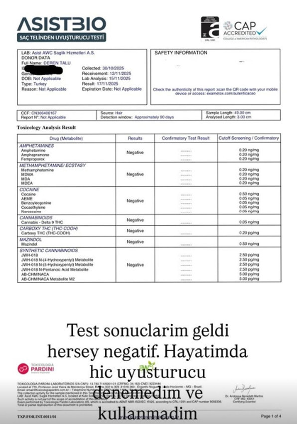 Defne Samyeli'nin uyuşturucu testi pozitif çıkan kızı kendi yaptırdığı test sonucunu açıkladı - Resim: 4