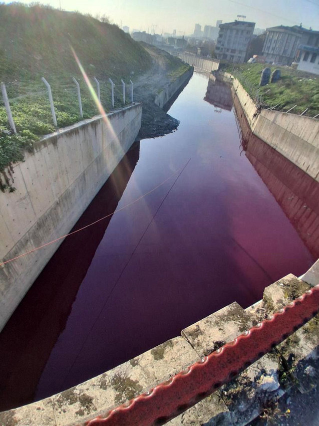 İstanbul'da şehrin ortasındaki derenin rengi kırmızıya döndü - Resim: 2