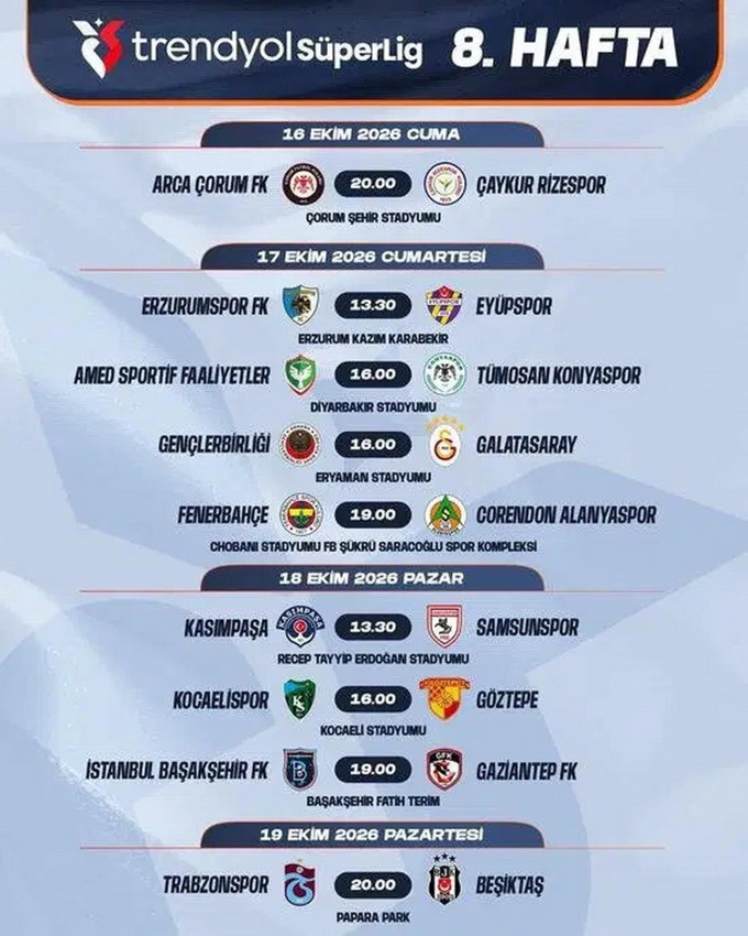 TFF, S&uuml;per Lig'de 10 haftalık programı a&ccedil;ıkladı; dev derbilerin tarihleri de belli oldu - Resim: 6