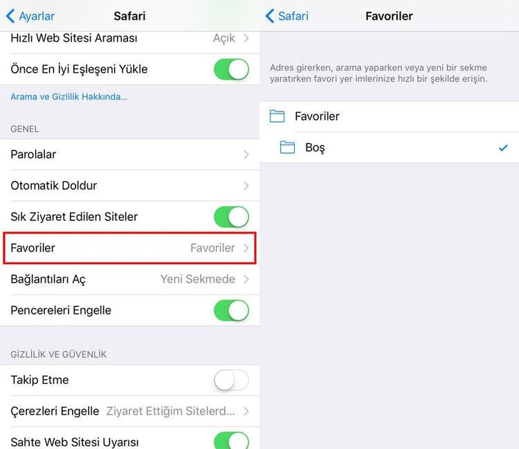 iPhone Safari'de Favoriler nasıl gizlenir?  - Resim: 4