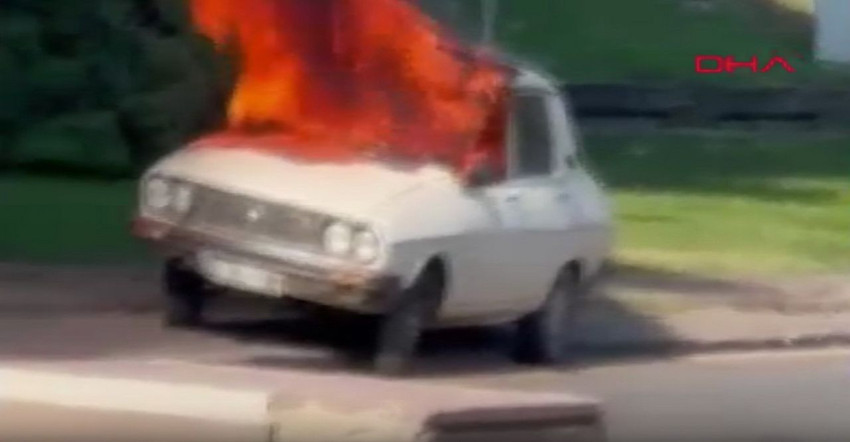 TBMM önünde bir şüpheli Renault Toros marka beyaz aracını yaktı - Resim: 1