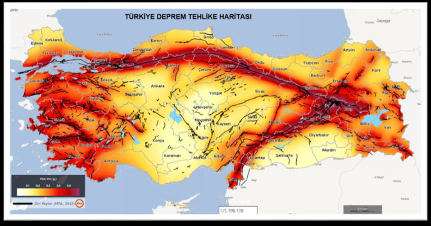 T&uuml;rkiye'nin g&uuml;ncellenmiş son aktif fay hatları haritası