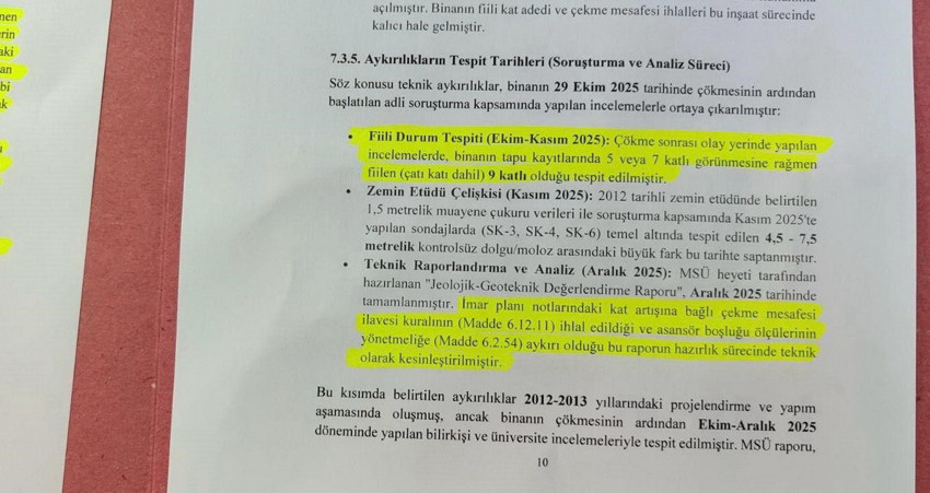 Gebze'de 4 kişinin can verdiği bina çöküşüyle ilgili akademisyenlerden oluşan bilirkişi heyetinin nihai raporu savcılığa sunuldu. Metro inşaatı iddialarını kesin bir dille çürüten raporda, facianın asıl nedeninin kontrolsüz dolgu ve eski dere yatağı üzerindeki zemin yumuşaması olduğu açıklandı. İşte Akse Sapağı'ndaki kentsel dönüşümün ve riskli 18 binanın akıbetini belirleyecek jeolojik etüt raporunun tüm teknik detayları...