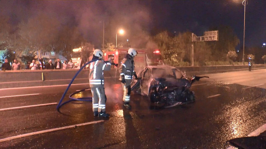 TEM otoyolunda takla atan araç alev topuna döndü - Resim: 4