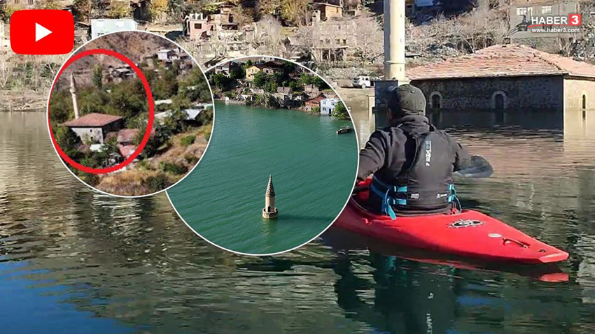 ''Türkiye'nin Atlantisi''ndeki camiye kanoyla ziyaret kamerada: Penceresinden girebildi - Resim: 1