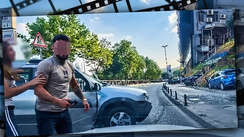 Trafik magandası kamerada! Tartıştığı sürücünün önünü kesip, ''kafanı keserim'' diye tehdit etti! - Resim: 1