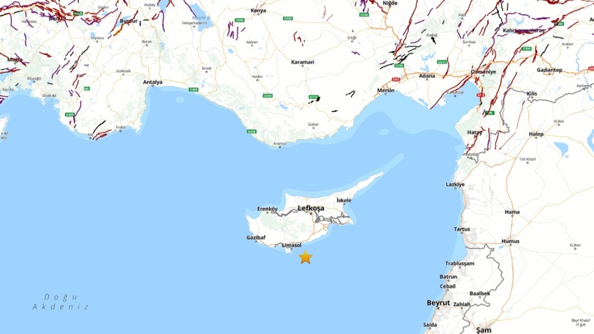 Akdeniz'de 3.9 büyüklüğünde deprem