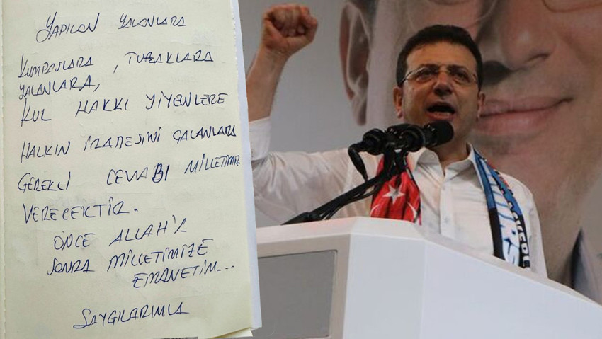 Gözaltındaki Ekrem İmamoğlu el yazısıyla mesaj gönderdi
