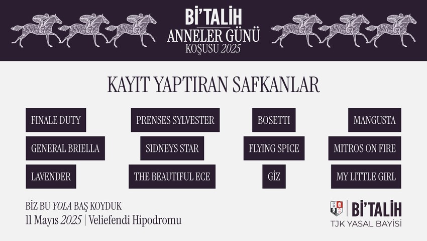 Bi'Talih Anneler Günü Koşusu’na Kayıt Yaptıran Safkanlar Belli Oldu!