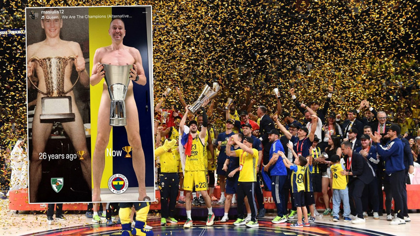 Fenerbahçe'nin yardımcı antrenöründen çırılçıplak şampiyonluk paylaşımı