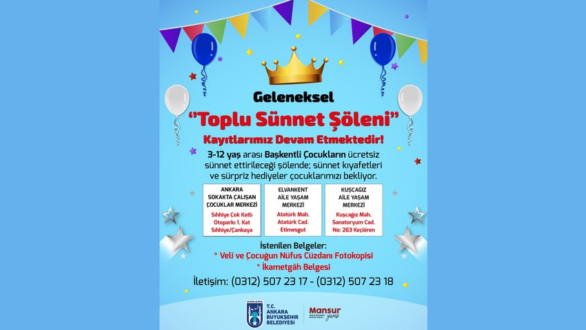 Ankara'da geleneksel ''Toplu Sünnet Şöleni'' için kayıtlar devam ediyor