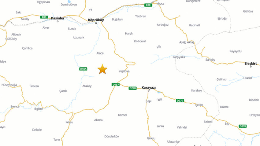 Erzurum'da 4.1 büyüklüğünde deprem