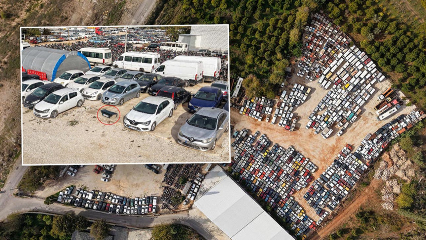 Binlerce aracın çürümeye terk edildiği yediemin otoparkında şaşırtan görüntü