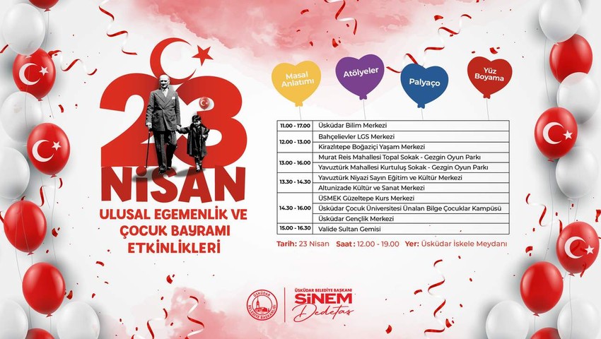23 Nisan Ulusal Egemenlik ve Çocuk Bayramı Üsküdar'da çeşitli etkinliklerle kutlanacak
