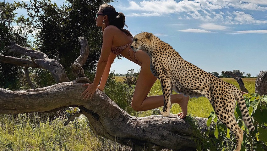 Eda Taşpınar bu sefer yazın geldiğini Afrika'nın vahşi yaşamının içinde ilan etti