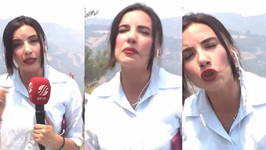 Beyaz TV'nin kadın muhabirinin yangın yerinden paylaşımına tepki yağdı