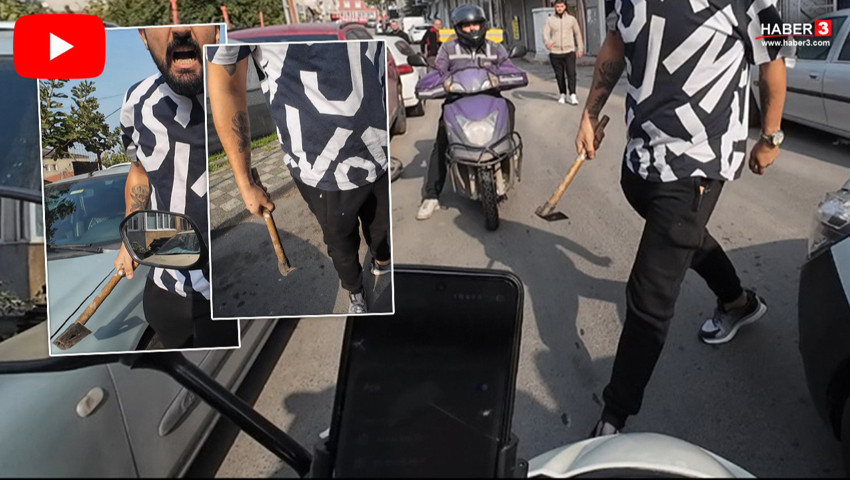 İstanbul trafiğinde eli keserli trafik teröristi dehşeti kamerada!