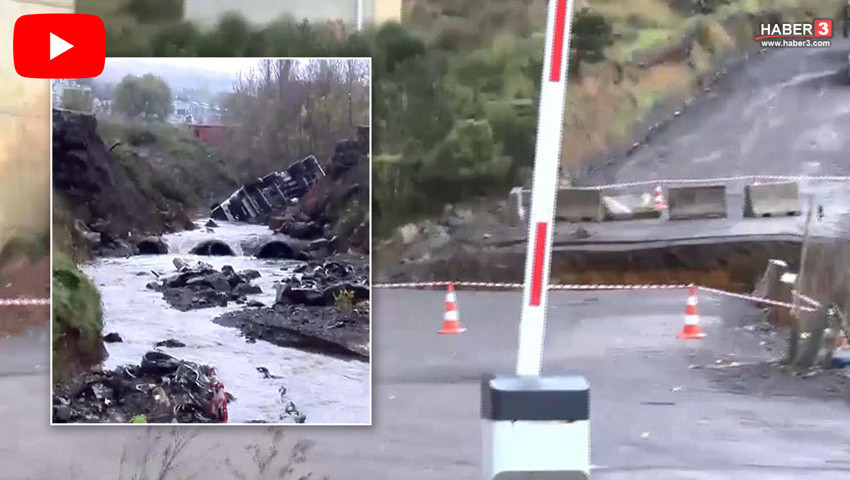 İstanbul'da sağanak yağış kabusu: Yol çöktü; araçlar dereye düştü!