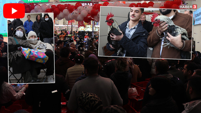 Marketin indirimli ve hediye çekli açılışı için binlerce vatandaş geceyi sokakta geçirdi!