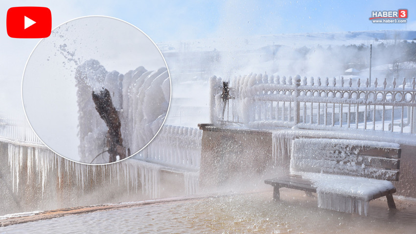 Sibirya soğukları şok etkisi yarattı: 45 derecelik termal su bile dondu...